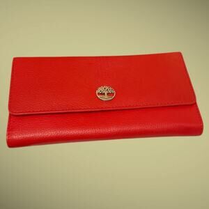 NWT TIMBERLAND Red Genuine Leather Women's Wallet No Flaws PRICE FIRM